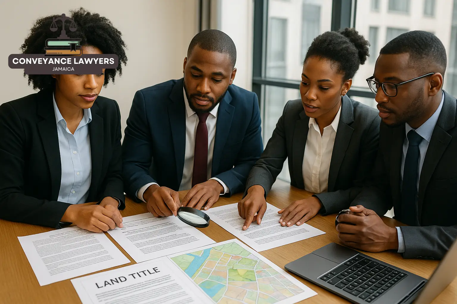 Real estate lawyers meeting with clients