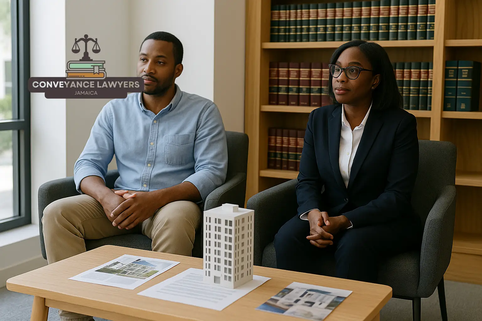 Couple in law office regarding strat title applications